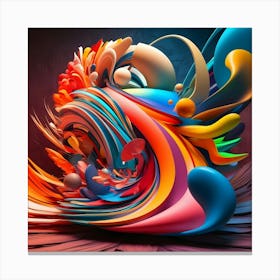 A Vibrant, 3d Rendered Collage Featuring A Mesmerizing Array Of Abstract Colors, With Swirling (4) (1) Canvas Print