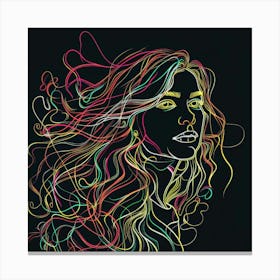 Girl With Colorful Hair 1 Canvas Print