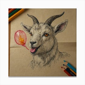 Goat With Balloon Canvas Print