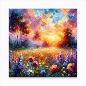 Sunset In The Meadow 3 Canvas Print