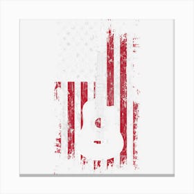 American Flag Guitar Red White Patriotic Music Canvas Print