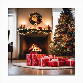 Christmas Tree With Presents 1 Canvas Print