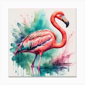 Flamingo Watercolor Painting Canvas Print