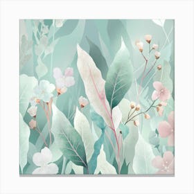 A Delicate And Serene Illustration Of Leaves And (1) Canvas Print