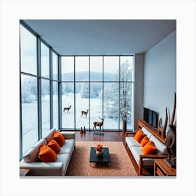 Living Room With Large Windows Canvas Print