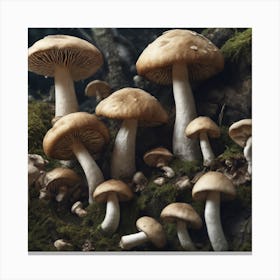 Mushrooms In The Forest 12 Canvas Print