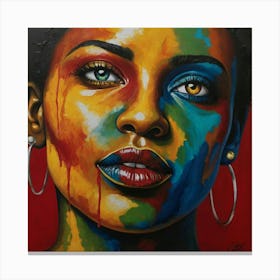 Woman With A Rainbow Face Canvas Print