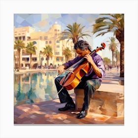 Cellist In The City Canvas Print