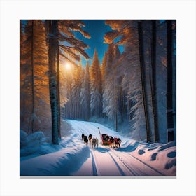 Sled Dogs In The Snow 4 Canvas Print