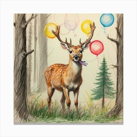 Deer With Balloons Canvas Print