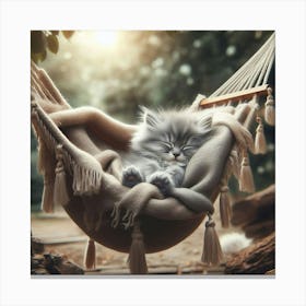 Kitten Sleeping In A Hammock 2 Canvas Print