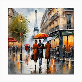 Paris Street Rainy Day Painting (10) Canvas Print
