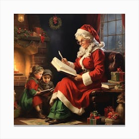 Santa Reading To Children Canvas Print