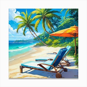 Beach Lounge Chairs Canvas Print
