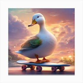 Duck On Skateboard2 Canvas Print