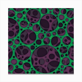 Wicked Trippy Abstract Slime Holes Design Pattern In Purple And Green Canvas Print