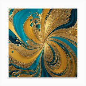 Gold And Blue Swirl Canvas Print