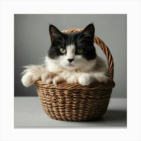 Cat In A Basket 6 Canvas Print