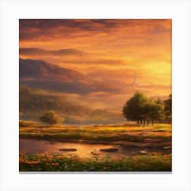 Sunset In The Countryside 1 Canvas Print