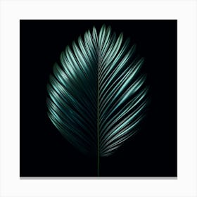 Green Leaf On Black Background Canvas Print
