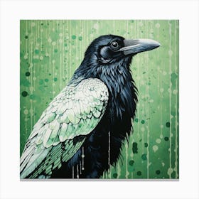 Ohara Koson Inspired Bird Painting Raven 3 Square Canvas Print