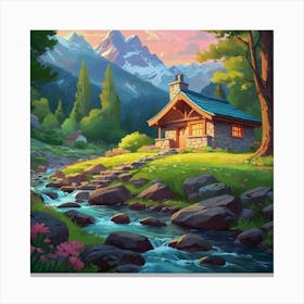 Cabin In The Mountains 2 Canvas Print