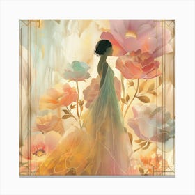 Portrait Of A Woman With Flowers 5 Canvas Print