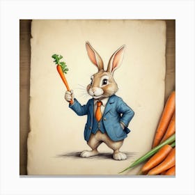 Rabbit Holding Carrot 4 Canvas Print