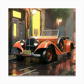 Old Car In The Rain Canvas Print