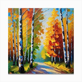 Birch Trees In Autumn 5 Canvas Print