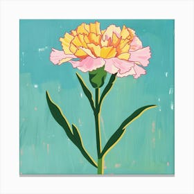 Carnation 4 Square Flower Illustration Canvas Print