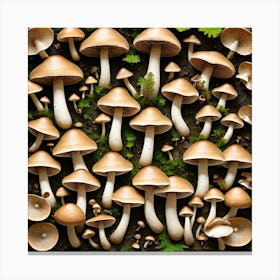 Mushrooms On Moss 1 Canvas Print