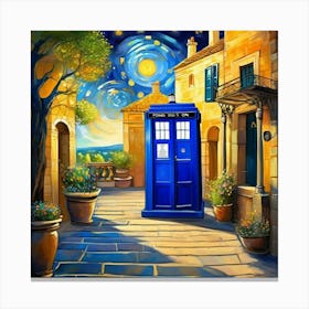 Tardis On The Terrace At Arles - Dr WHO & Van Gogh inspired Art Print 6 Canvas Print