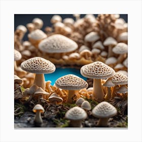 Mushrooms In The Forest 4 Canvas Print