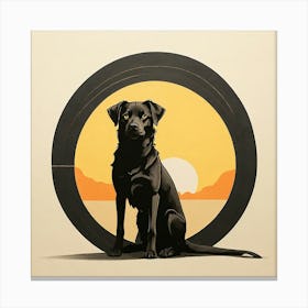 Dog At Sunset Canvas Print