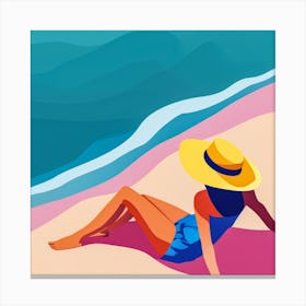 Woman Enjoying The Sun At The Beach 15 Canvas Print