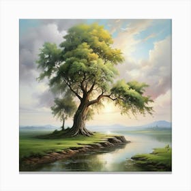 Tree By The River Canvas Print