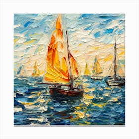 Sailboats In The Sea Canvas Print