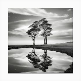 Two Trees In A Pond Canvas Print