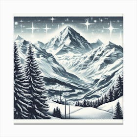 Mountains And Snow Canvas Print