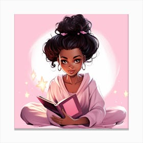 Black Girl Reading A Book 1 Canvas Print