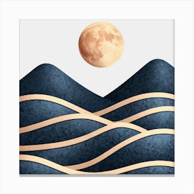 Moon And Waves 5 Canvas Print