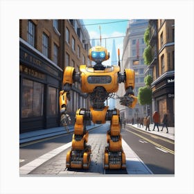 Robot In The City 39 Canvas Print