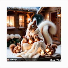 Nightcap Squirrels Canvas Print