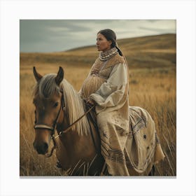 Pregnant Woman On Horseback Canvas Print