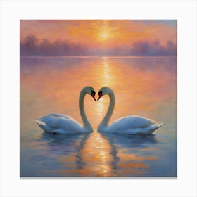 Sunset Swans Canvas Print