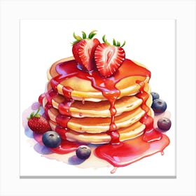 Pancakes With Syrup And Berries Canvas Print