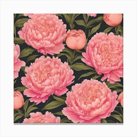 Peony with foliage Canvas Print