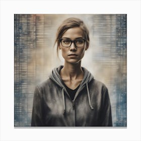 A Mixed Media Portrait Of A Female Computer Programmer Digital Art Screen Print Wheat Paste Poster Canvas Print