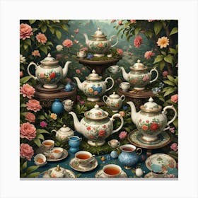 Tea In The Garden 1 Canvas Print